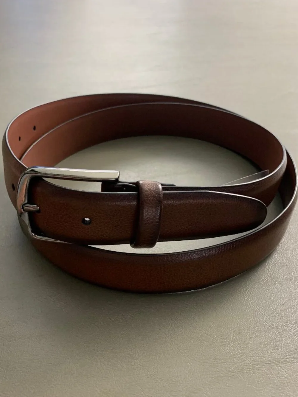 Perry Ellis Portfolio Men's Genuine Leather Dress Belt, Park Avenue Brown, 44